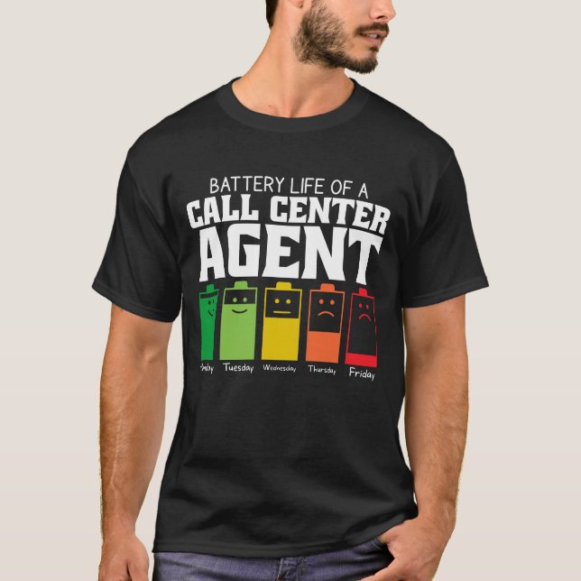 Batteritid för ett uppringningscenter i Agent T Shirt (Framsida)