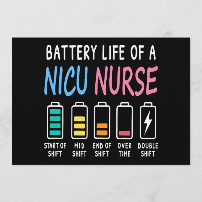 Battery life of a NICU nurse humor level Inbjudningar (Framsida)