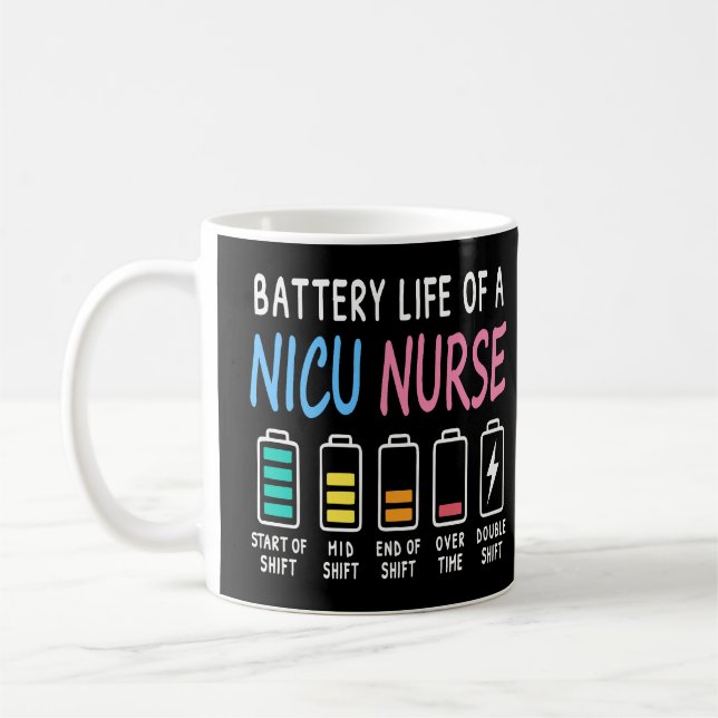 Battery life of a NICU nurse humor level Kaffemugg (Vänster)