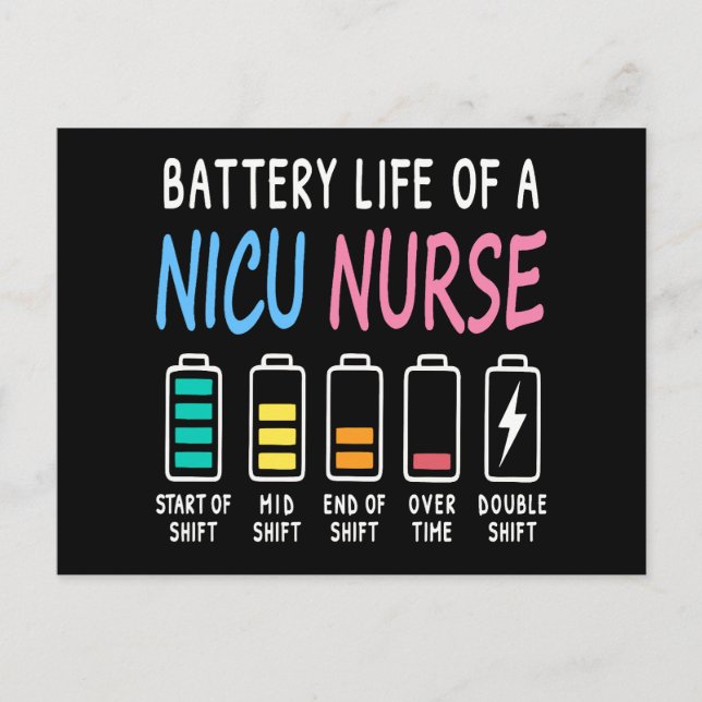 Battery life of a NICU nurse humor level Vykort (Framsida)