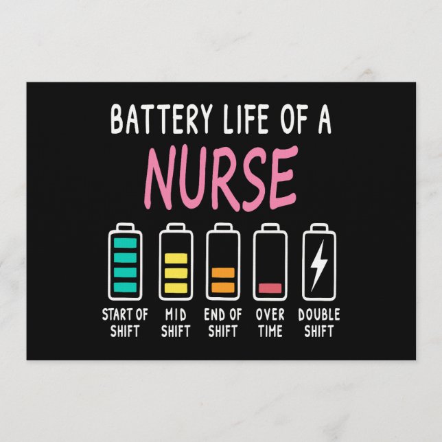 Battery life of a nurse humor chart inbjudningar (Framsida)
