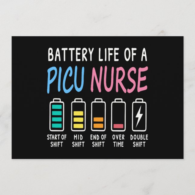 Battery life of a PICU nurse humor chart Inbjudningar (Framsida)