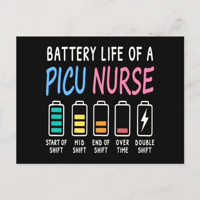 Battery life of a PICU nurse humor chart Vykort (Framsida)