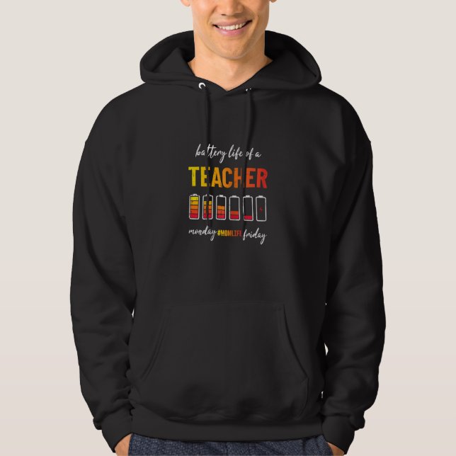 Battery Life Of A Teacher Mothers Day Retro Mom Li Hoodie (Framsida)