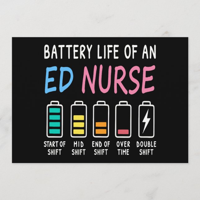 Battery life of an ED nurse levels humor Inbjudningar (Framsida)