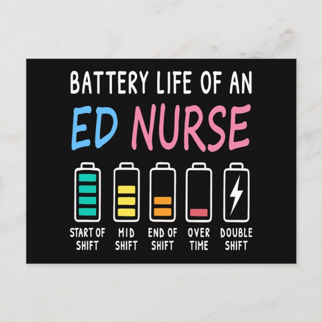 Battery life of an ED nurse levels humor Vykort (Framsida)