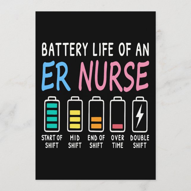 Battery life of an ER nurse humor chart Inbjudningar (Framsida)