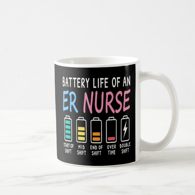 Battery life of an ER nurse humor chart Kaffemugg (Höger)