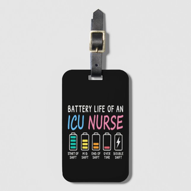 Battery life of an ICU nurse humor chart Bagagebricka (Framsida vertikal)