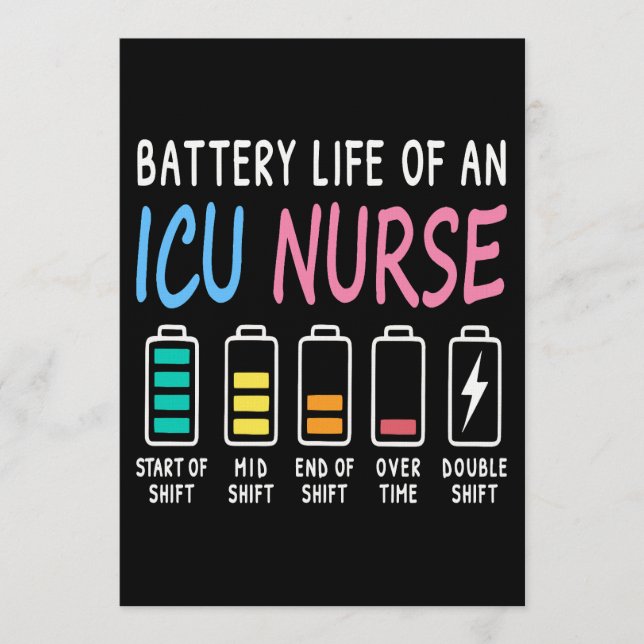 Battery life of an ICU nurse humor chart Inbjudningar (Framsida)