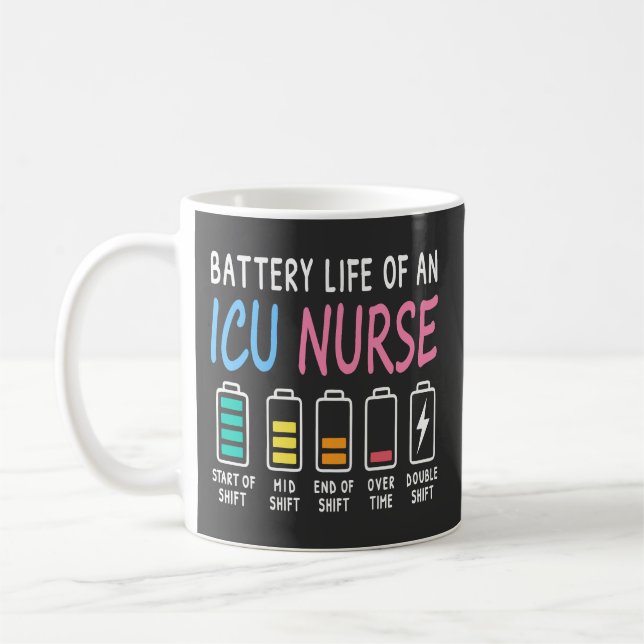 Battery life of an ICU nurse humor chart Kaffemugg (Vänster)