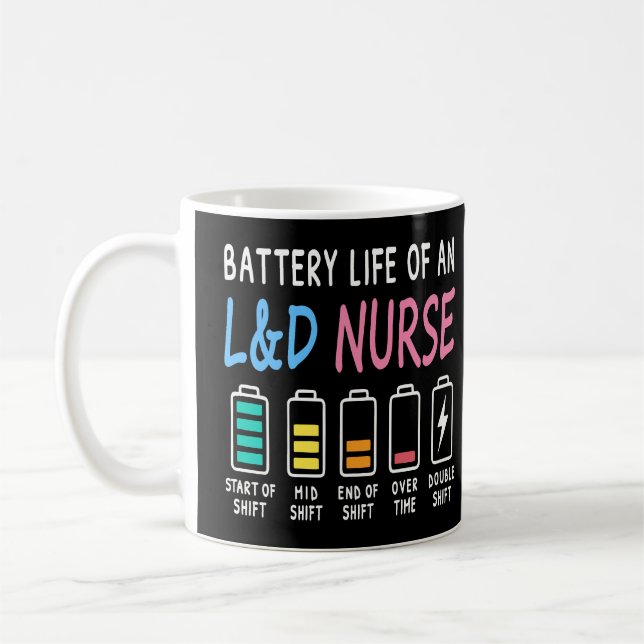 Battery life of an L&D nurse humor chart Kaffemugg (Vänster)