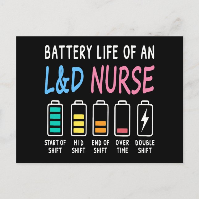 Battery life of an L&D nurse humor chart Vykort (Framsida)