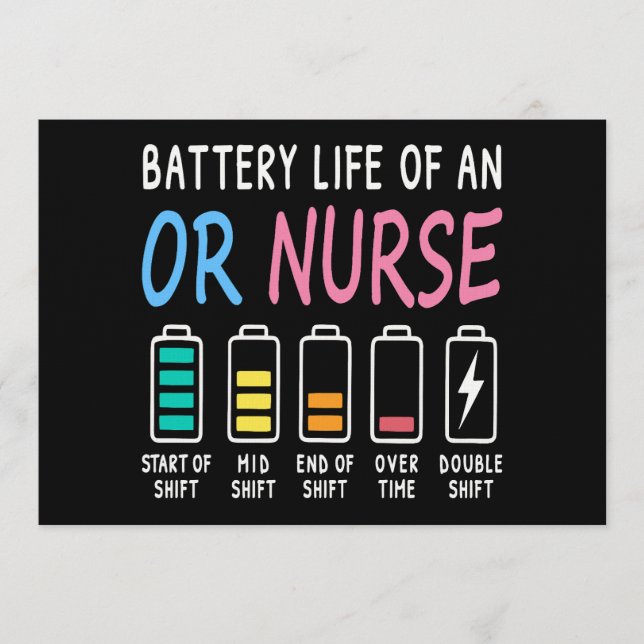 Battery life of an OR nurse humor chart Inbjudningar (Framsida)