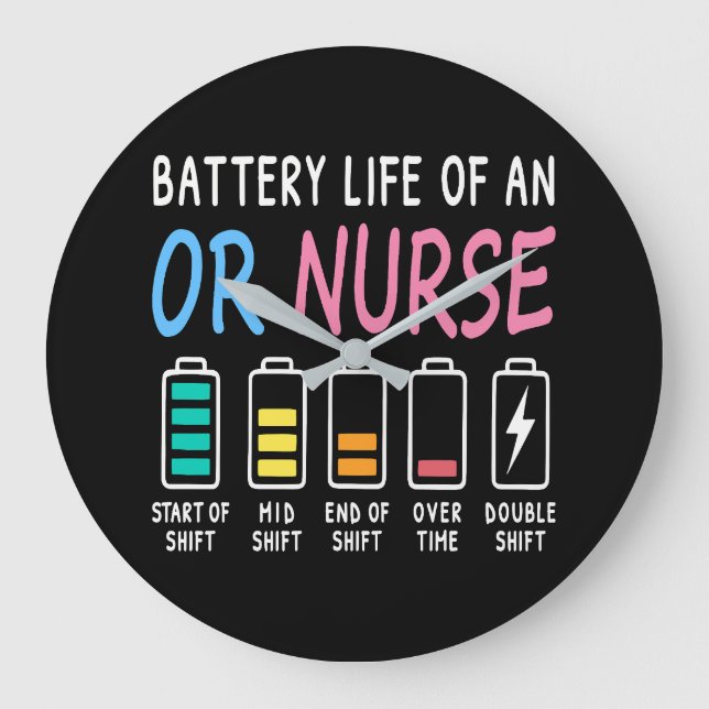 Battery life of an OR nurse humor chart Stor Klocka (Framsida)
