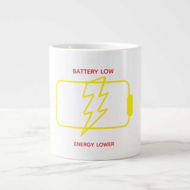 Battery Low Mug – Funny Energy Low Coffee Mug Jumbo Mugg (Framsidan)