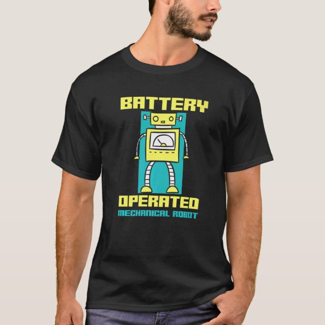 Battery Operated Mechanical Robot Robotics T Shirt (Framsida)