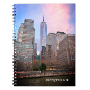 Battery Park från Staten Island Ferry NYC-vykort Anteckningsbok