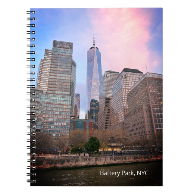 Battery Park från Staten Island Ferry NYC-vykort Anteckningsbok (Framsidan)
