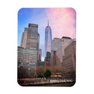Battery Park från Staten Island Ferry NYC-vykort Magnet