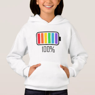 Battery Rainbow Battery Hoodie - färgstark fullt T Shirt