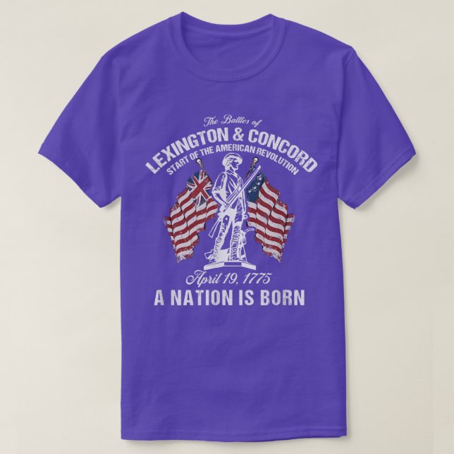 Battlar av Lexington och Concord American Revoluti T Shirt (Design framsida)