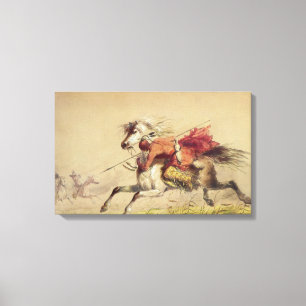 Battle av Alfred Jacob Miller, blå Vatten Bäck Canvastryck