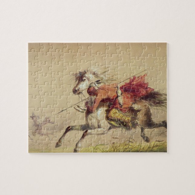 Battle av Alfred Jacob Miller, blå Vatten Bäck Pussel (Horisontell)