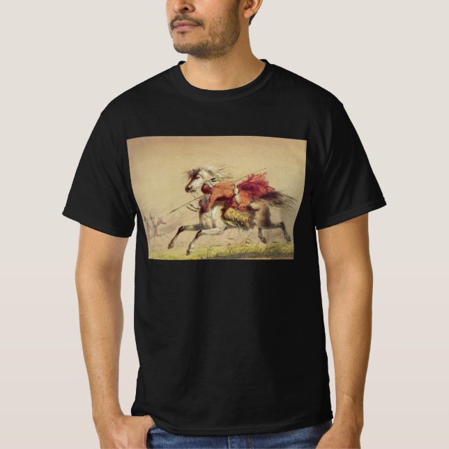 Battle av Alfred Jacob Miller, blå Vatten Bäck Tee Shirt (Framsida)
