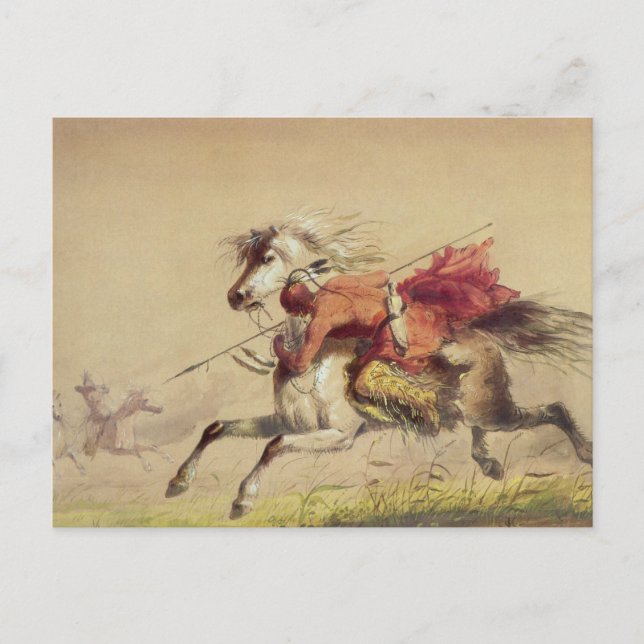 Battle av Alfred Jacob Miller, blå Vatten Bäck Vykort (Framsida)