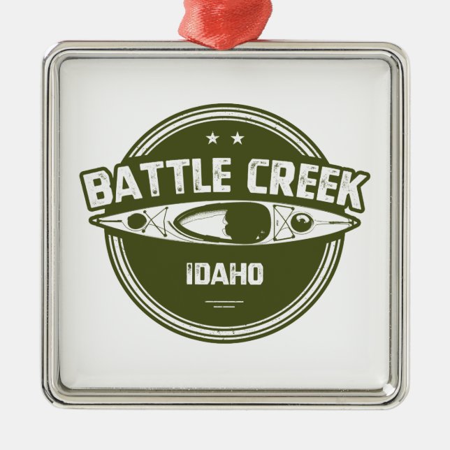 Battle Bäck Vild och Scenen River Idaho Kayaking Julgransprydnad Metall (Framsidan)
