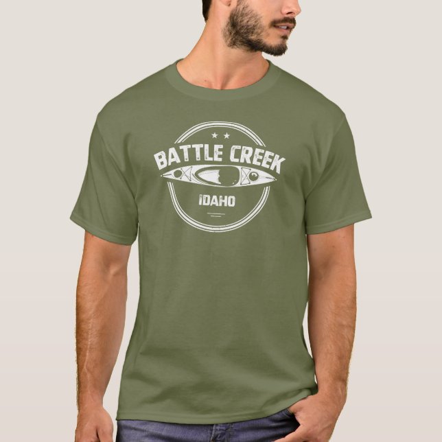 Battle Bäck Vild och Scenen River Idaho Kayaking T Shirt (Framsida)