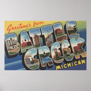 Battle Creek Michigan - stora brevplatser Poster