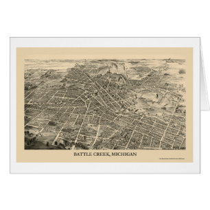 Battle Creek panorama- karta för MI - 1880s Hälsningskort