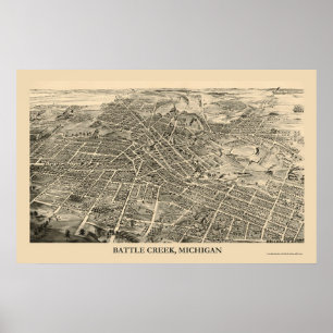 Battle Creek panorama- karta för MI - 1880s Poster