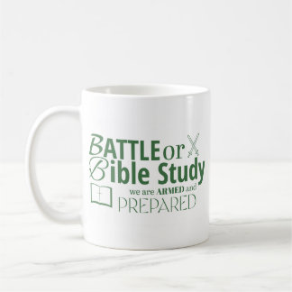 BATTLE ELLER BIBLE STUDIE VI ÄR UPPRÄKNADE OCH FÖR KAFFEMUGG
