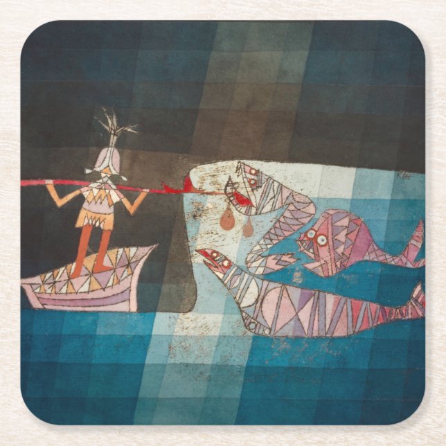 Battle Scene från sjömansyrket Opera vid Paul Klee Underlägg Papper Kvadrat (Framsidan)