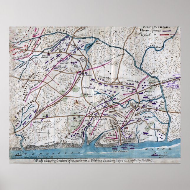 Battle Shiloh - Civil Krig Panoramic Karta 3 Poster (Framsidan)