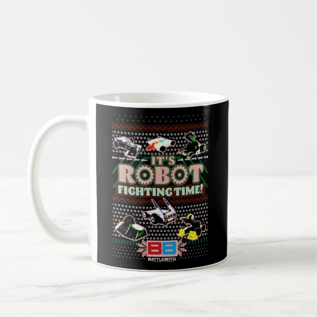 Battlebots Det är Robot Fighting Time Ugly Kaffemugg (Vänster)