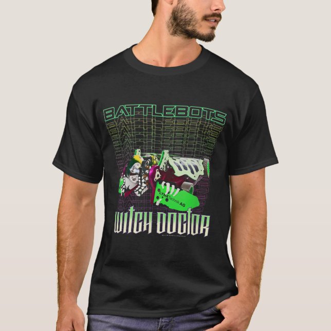 BattleBots Robot Witch Doktor Logotyp Stack T Shirt (Framsida)