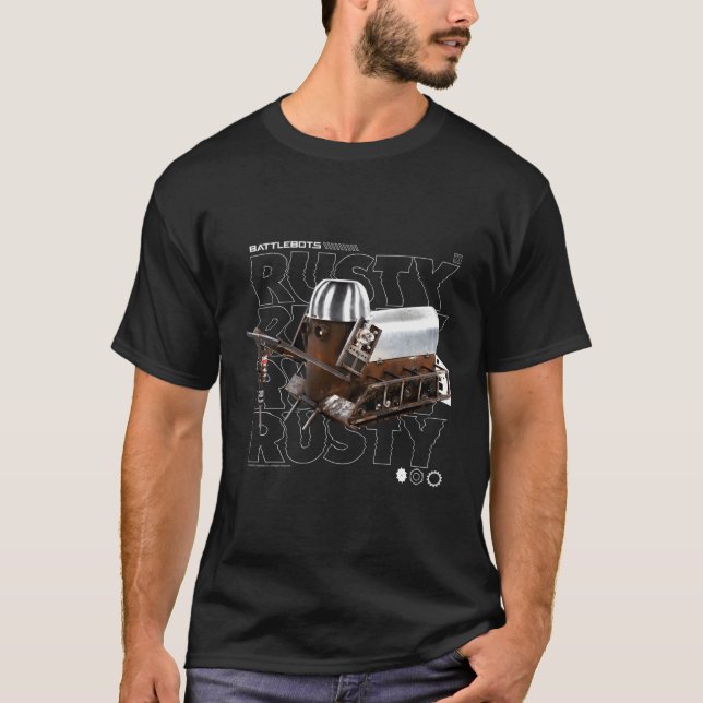 Battlebots Rusty Robot Text Stack T Shirt (Framsida)