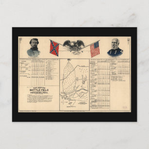 Battlefield i Krig i Harrisburg Karta 1864 Vykort