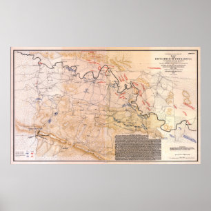 Battlefield of Chickamauga (1863), Krig Karta Poster