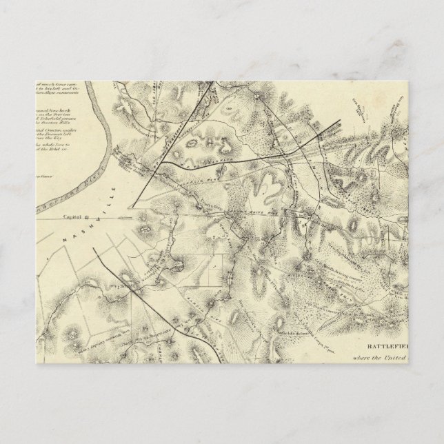 Battlefields Front of Nashville Vykort (Framsida)