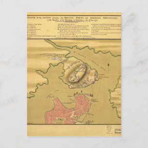 Battleground of Battle of Bunker Backe Karta 1775 Vykort