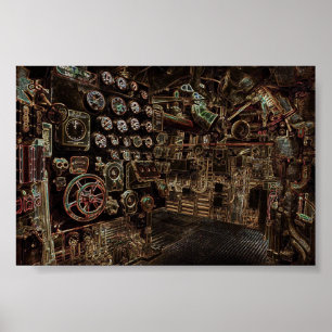 Battlesejp insida, steampunk stil, retro futuri poster
