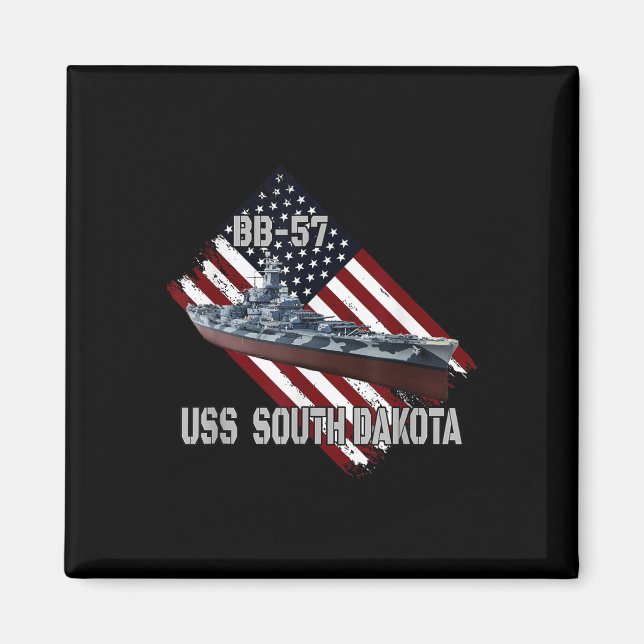 Battleship Uss South Dakota Bb-57 &amp; Combat Kri Magnet (Framsidan)