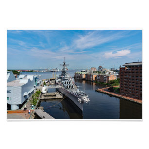 Battleship USS Wisconsin BB-64 Harbour View Fototryck