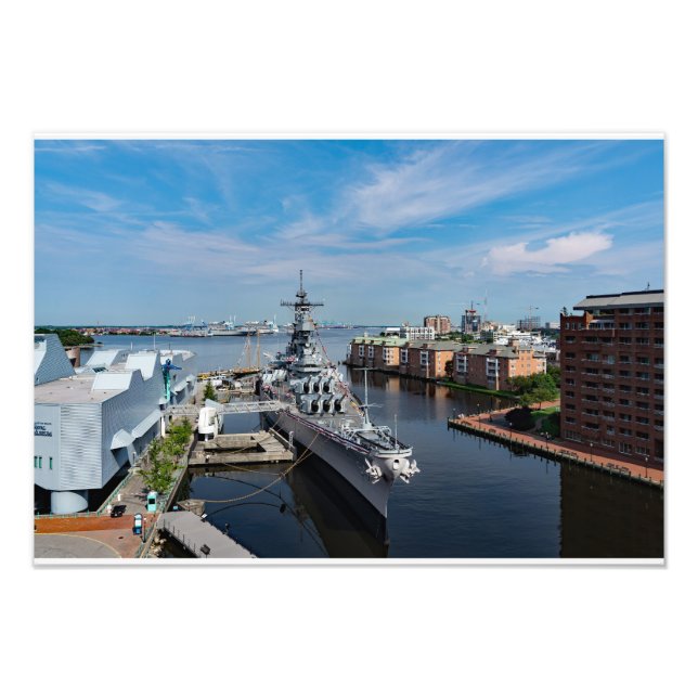 Battleship USS Wisconsin BB-64 Harbour View Fototryck (Framsidan)