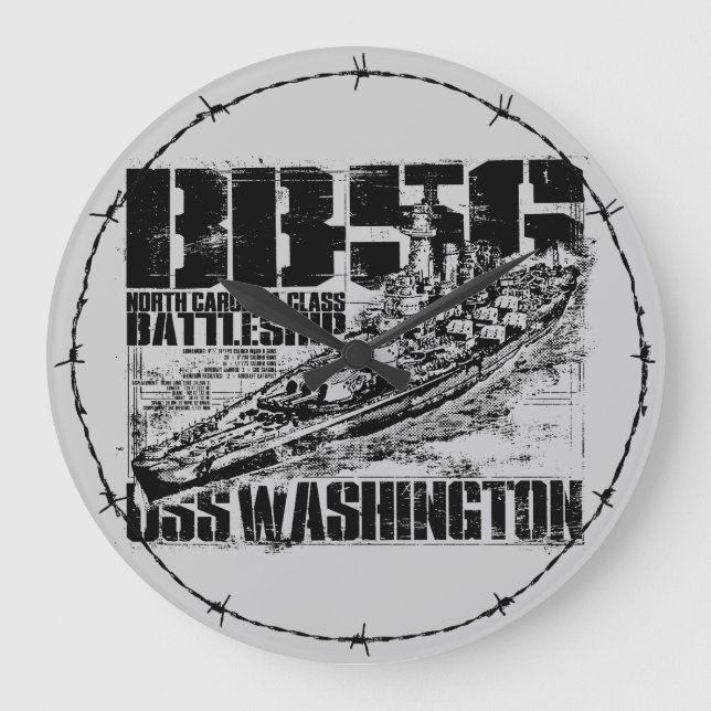 Battleship Washington Large Clock Stor Klocka (Framsida)